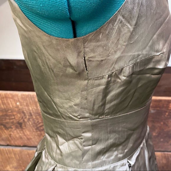 Martin + Osa Silky Retro Bronze Sleeveless Pleated Fit & Flare 50’s Dress - Picture 8 of 14